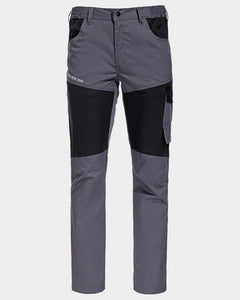 Gray and black work pants on a white background